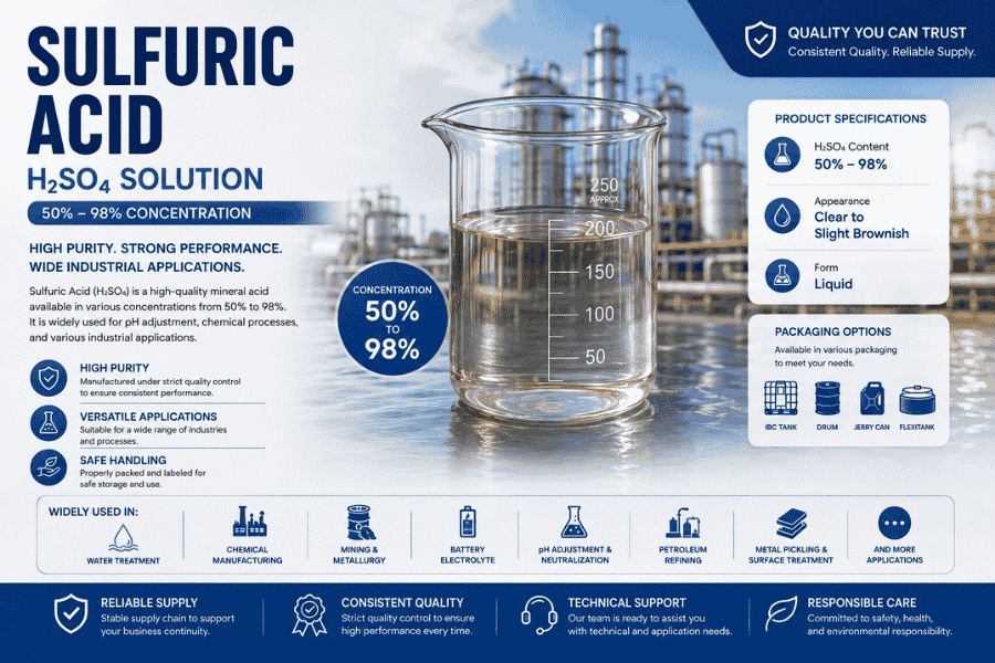 Sulfuric Acid (H2SO4 50–98%)